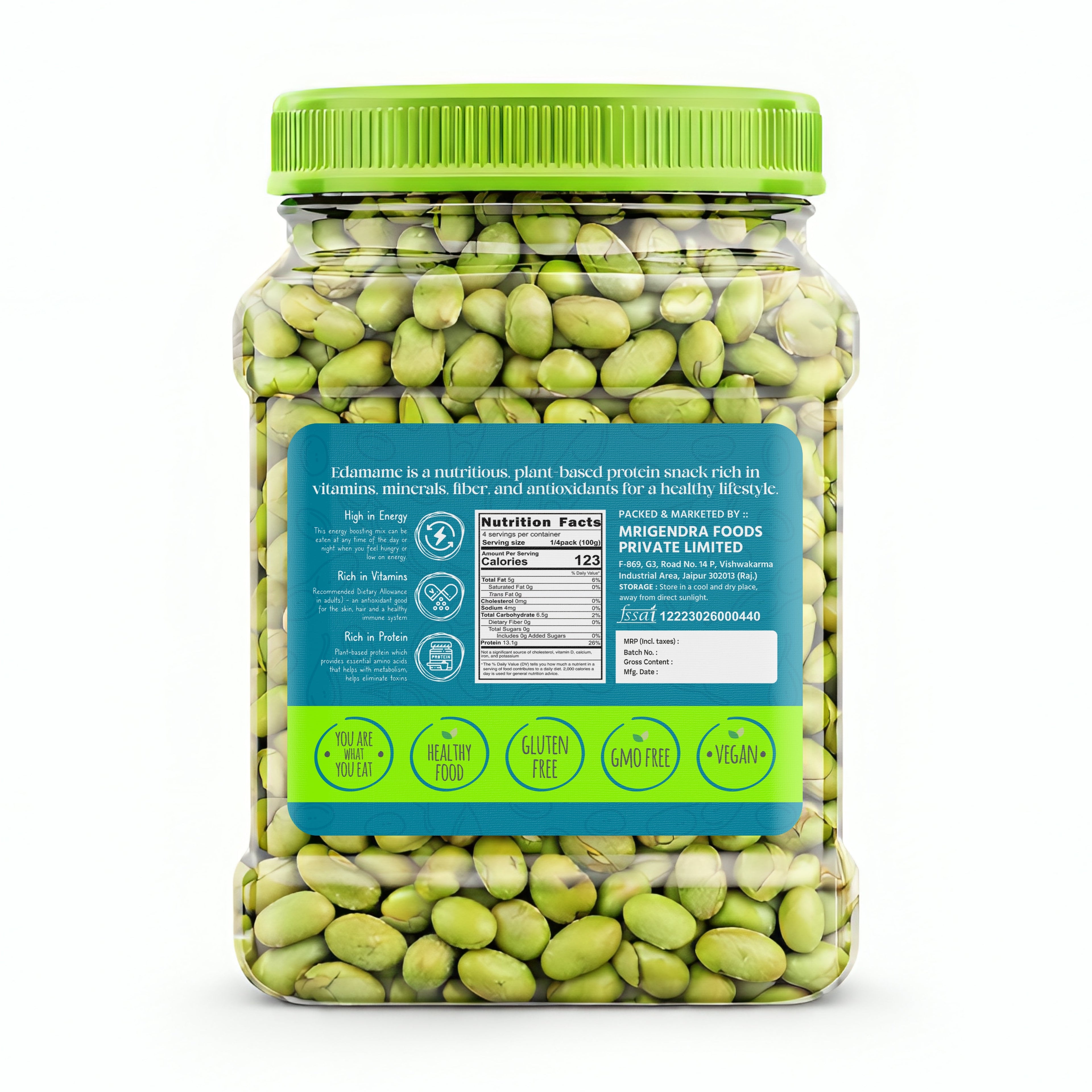 Greenfinity Roasted Edamame 250g | High Protein Vegan Snack | Roasted Not Fried Soybeans | Healthy Crunchy Diet Snack for Gym, Weight Loss & Office | Premium Plant Protein