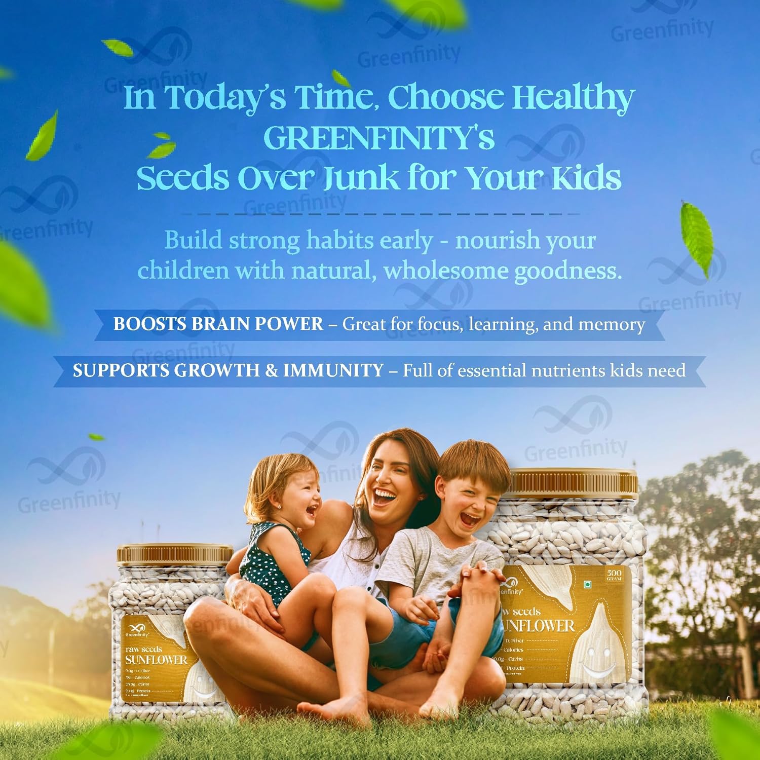 GreenFinity Seeds Combo, 2kg | Pumpkin 1kg (500gx2) Sunflower 1kg (500gx2)