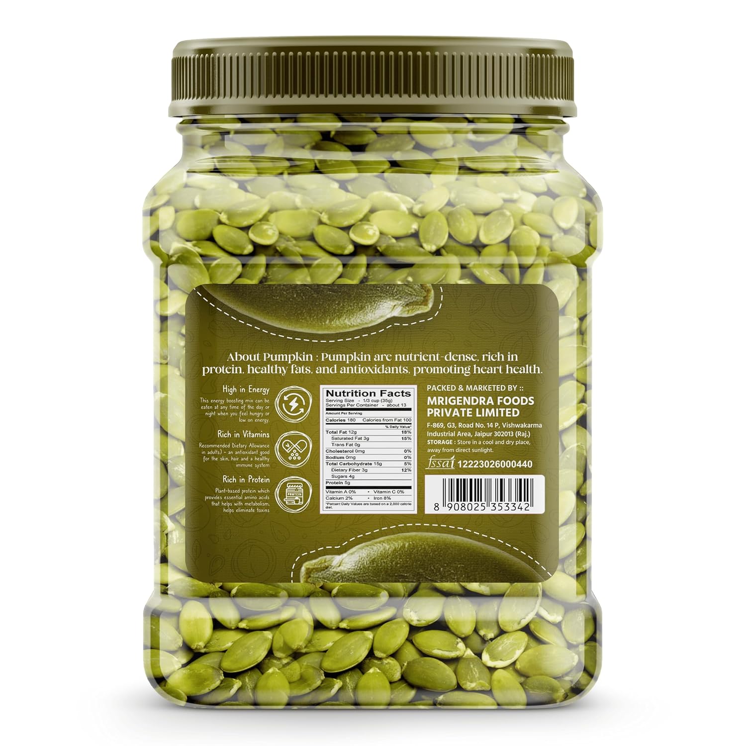 GreenFinity AAA Pumpkin Seeds - 500g (Pack of 2)
